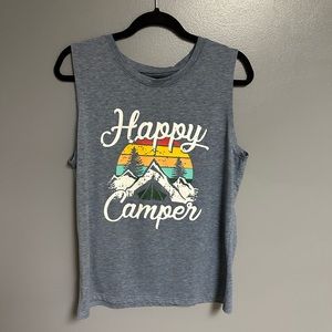 Happy Camper women’s tank muscle shirt blue medium tshirt